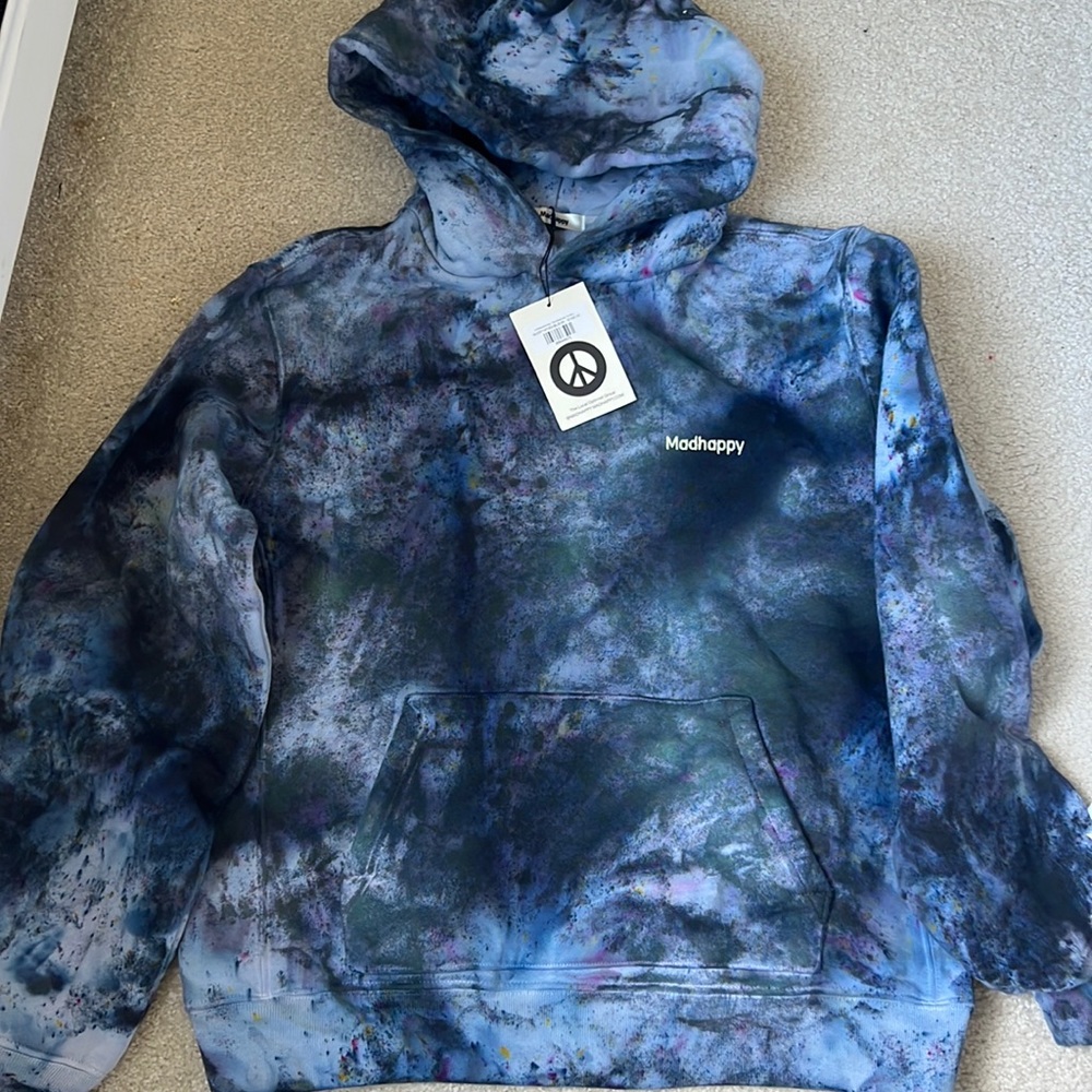 Madhappy Fleece Hoodie (Navy Blue tie dye) Women’s Medium